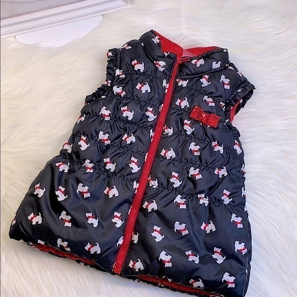 Girls Puffer Vest | Scottie Dogs | Red Sequins EUC - Picture 1 of 7